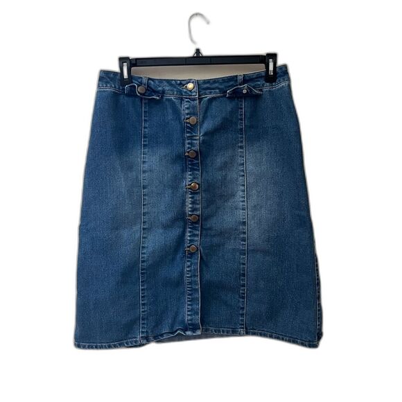CATO Denim Straight Skirt Blue Button Down Modest - 14 - Picture 1 of 5
